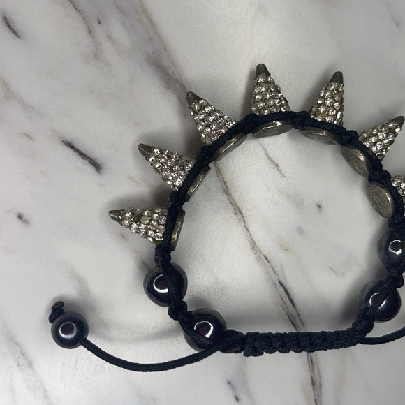 Spiked Shambhala Beaded Bracelet - Silver - Picture 4 of 4